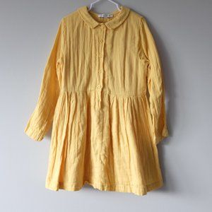 CARAMEL Mustard Yellow Long Sleeve Muslin Dress